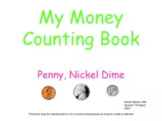 My Money Counting Book Penny, Nickel Dime