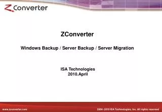 ZConverter Windows Backup / Server Backup / Server Migration