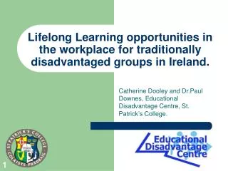 Lifelong Learning opportunities in the workplace for traditionally disadvantaged groups in Ireland.