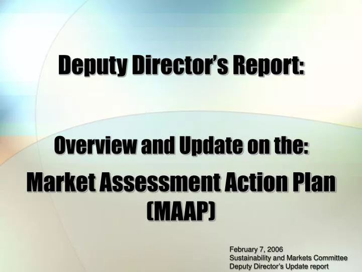 market assessment action plan maap