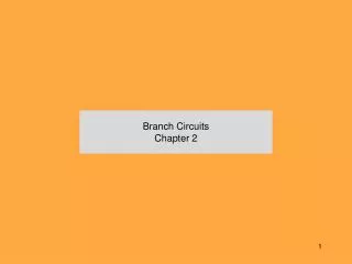 Branch Circuits Chapter 2