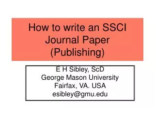 How to write an SSCI Journal Paper (Publishing)
