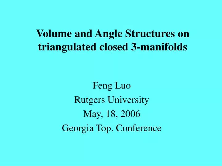 volume and angle structures on triangulated closed 3 manifolds