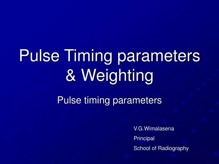 pulse timing parameters weighting