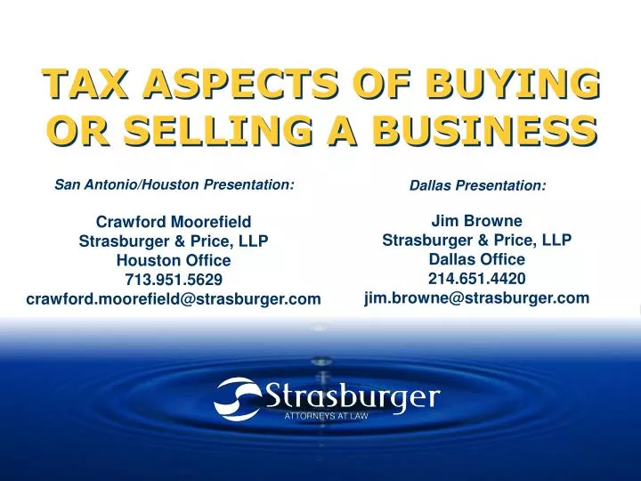 tax aspects of buying or selling a business