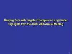 Keeping Pace with Targeted Therapies in Lung Cancer Highlights from the ASCO 2006 Annual Meeting
