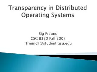 Transparency in Distributed Operating Systems