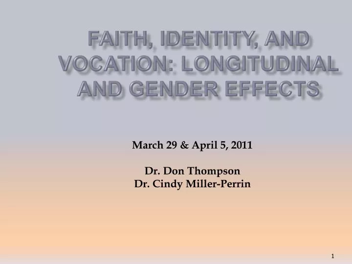 faith identity and vocation longitudinal and gender effects
