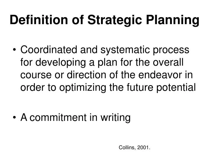 definition of strategic planning in education