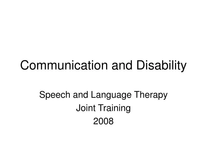 communication and disability