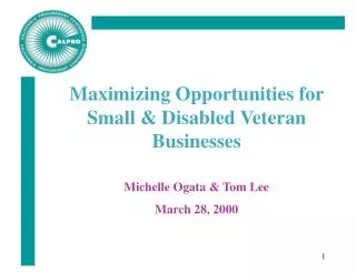 Maximizing Opportunities for Small &amp; Disabled Veteran Businesses
