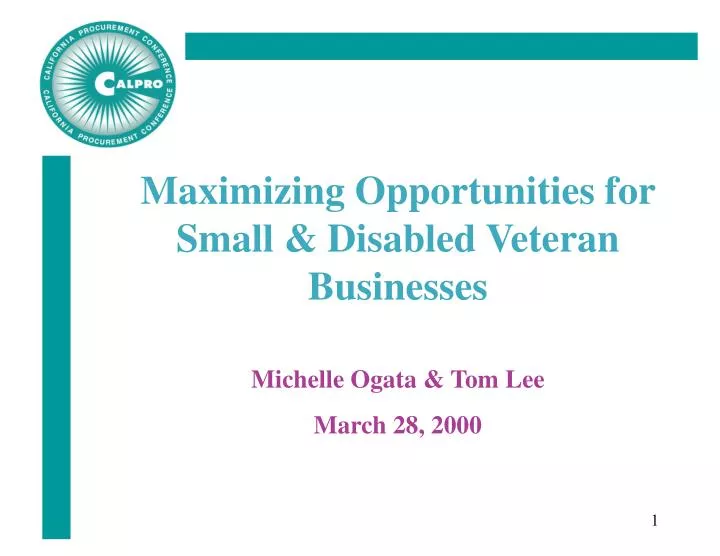 maximizing opportunities for small disabled veteran businesses