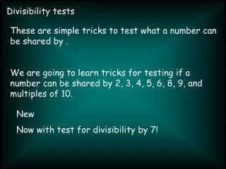 Divisibility tests