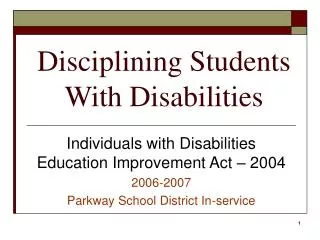 Disciplining Students With Disabilities
