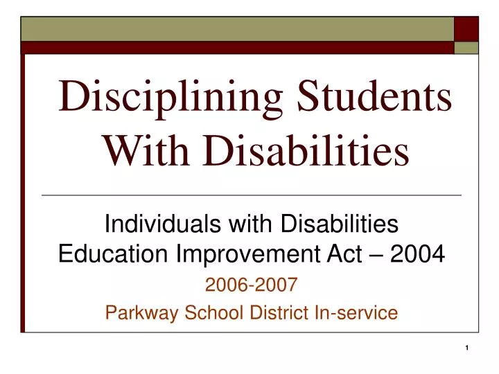 disciplining students with disabilities