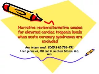 Narrative review:alternative causes for elevated cardiac troponin levels when acute coronary syndromes are excluded