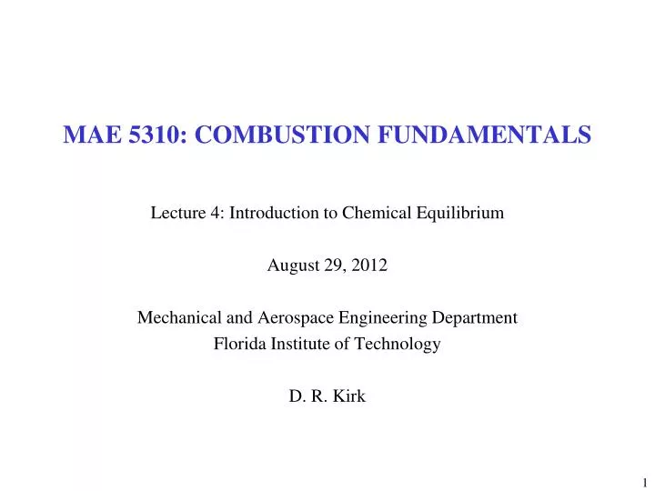 mae 5310 combustion fundamentals