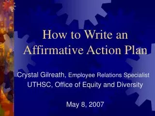 How to Write an Affirmative Action Plan