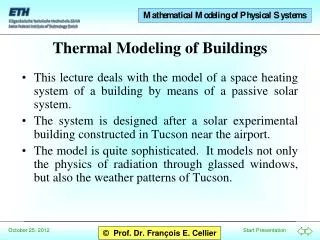 Thermal Modeling of Buildings