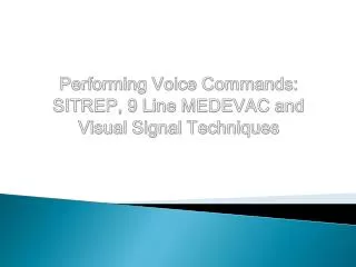 Performing Voice Commands: SITREP, 9 Line MEDEVAC and Visual Signal Techniques