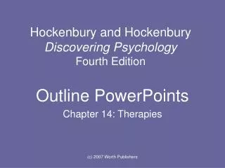 Hockenbury and Hockenbury Discovering Psychology Fourth Edition