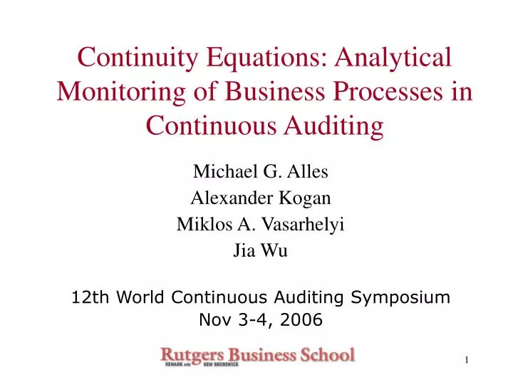 continuity equations analytical monitoring of business processes in continuous auditing