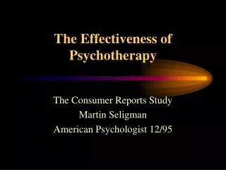The Effectiveness of Psychotherapy