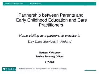 Partnership between Parents and Early Childhood Education and Care Practitioners