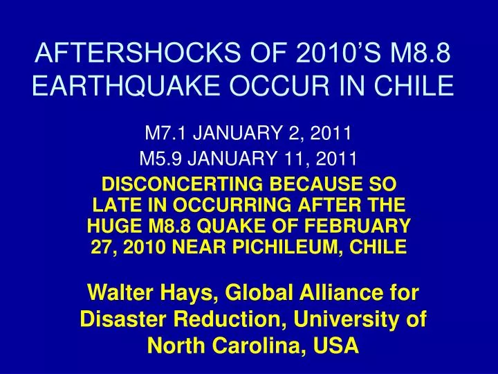 aftershocks of 2010 s m8 8 earthquake occur in chile