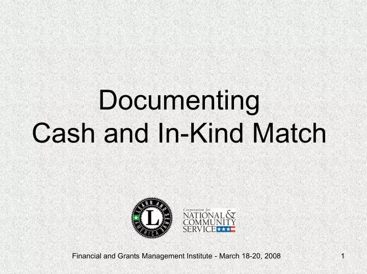 documenting cash and in kind match