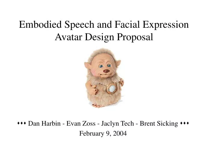 embodied speech and facial expression avatar design proposal