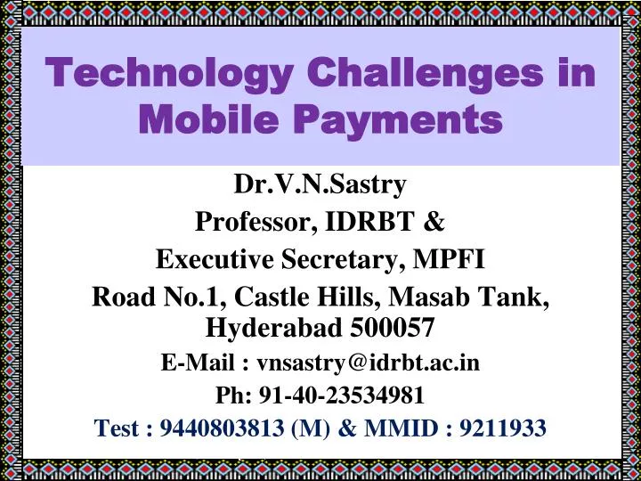 technology challenges in mobile payments