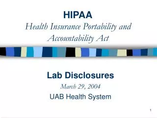 HIPAA Health Insurance Portability and Accountability Act