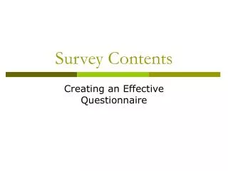 Survey Contents