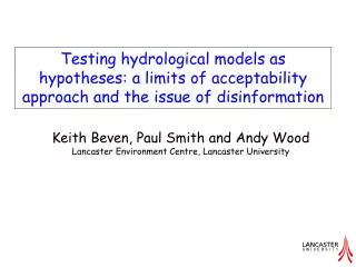 Testing hydrological models as hypotheses: a limits of acceptability approach and the issue of disinformation