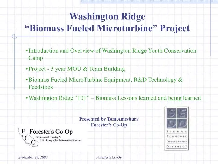 washington ridge biomass fueled microturbine project