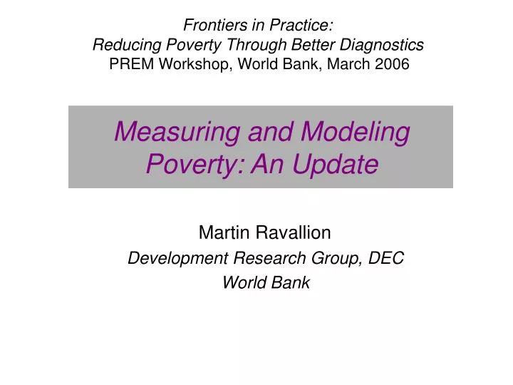 measuring and modeling poverty an update