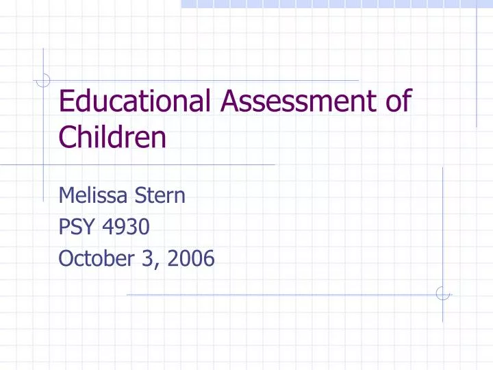 educational assessment of children