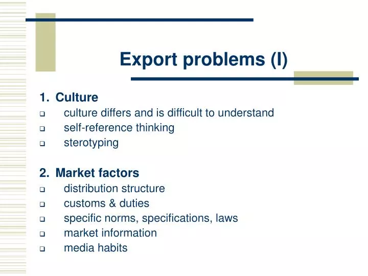 export problems i
