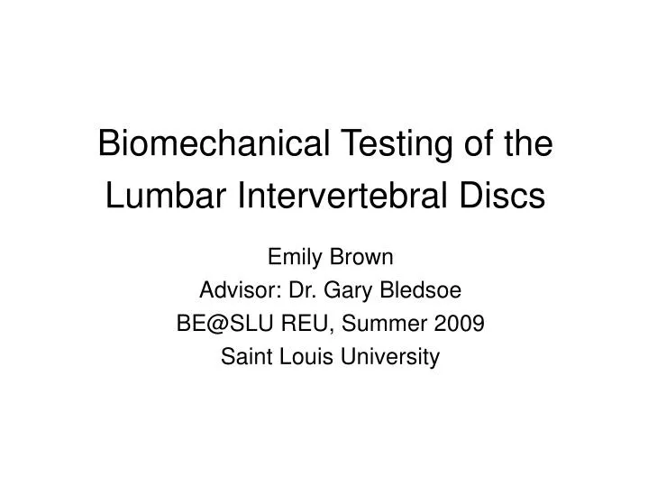 emily brown advisor dr gary bledsoe be@slu reu summer 2009 saint louis university