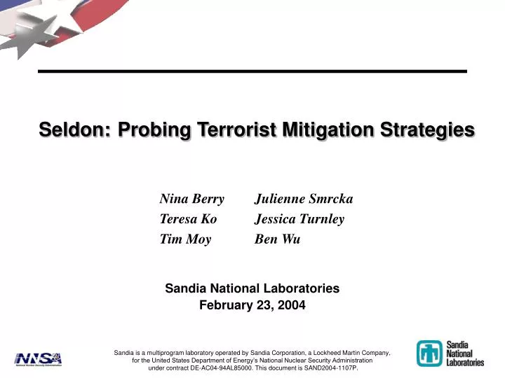 seldon probing terrorist mitigation strategies