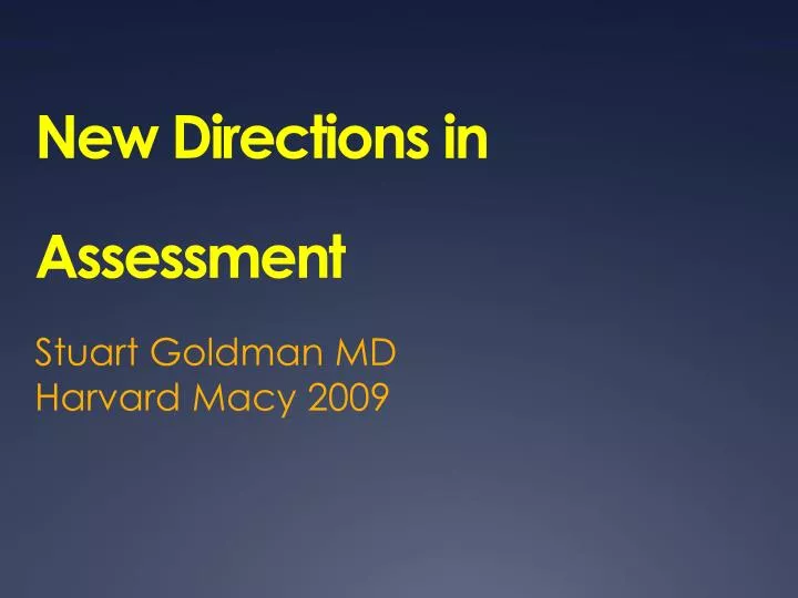 new directions in assessment