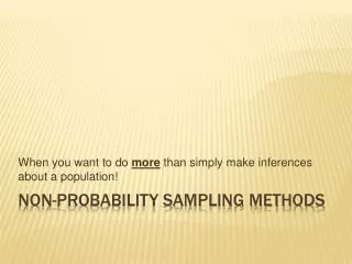 Non-Probability sampling methods