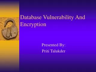 Database Vulnerability And Encryption