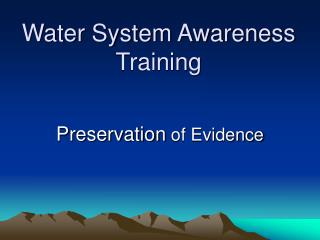 Water System Awareness Training
