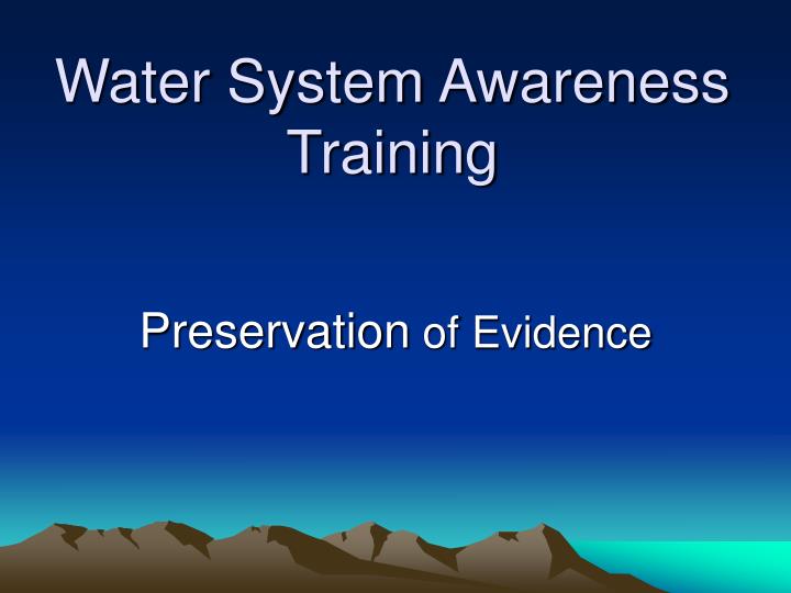 water system awareness training