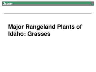 Major Rangeland Plants of Idaho:	Grasses
