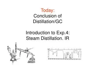 Today: Conclusion of Distillation/GC Introduction to Exp.4: Steam Distillation. IR