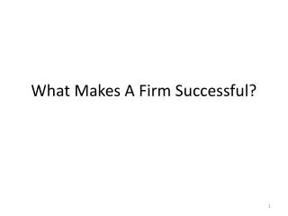 What Makes A Firm Successful?