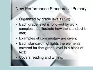 New Performance Standards - Primary